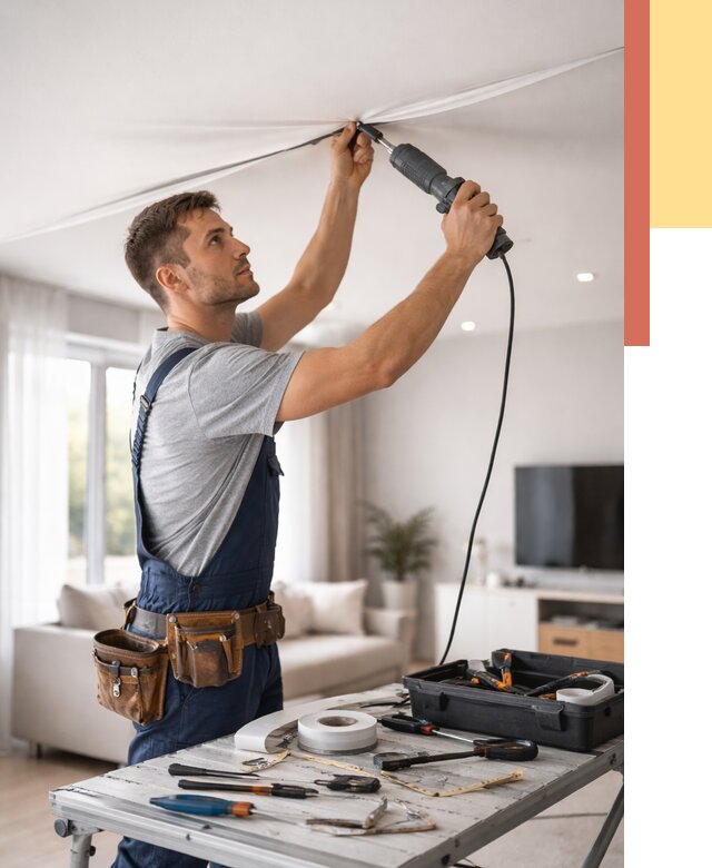 Ремонт натяжных потолков в Батайске от 9615 руб. под ключ — ОТДЕЛОЧНИК-Бтс