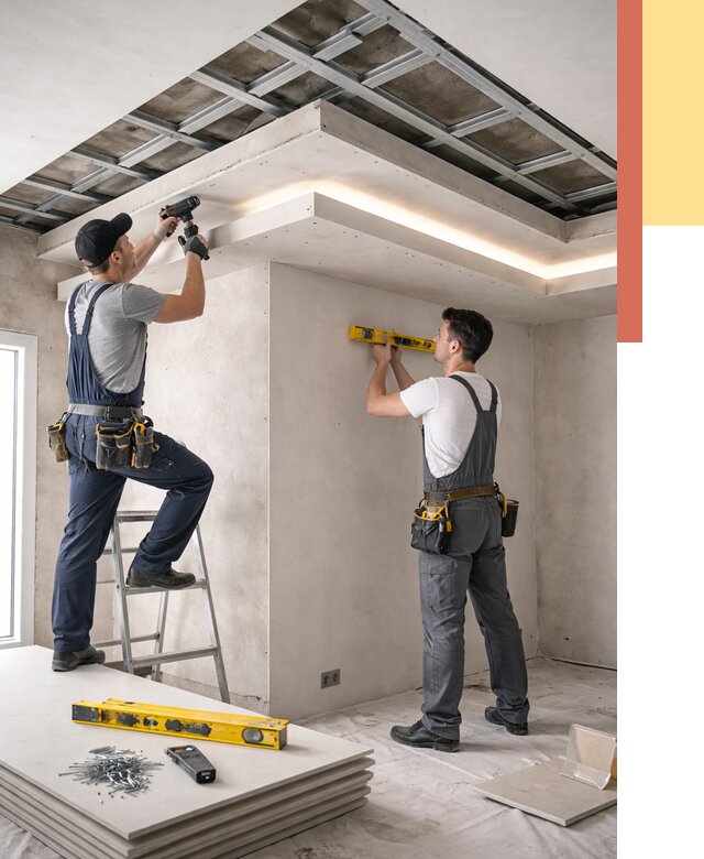 Двухуровневый потолок из гипсокартона в Батайске от 1468 руб. под ключ | ОТДЕЛОЧНИК-Бтс