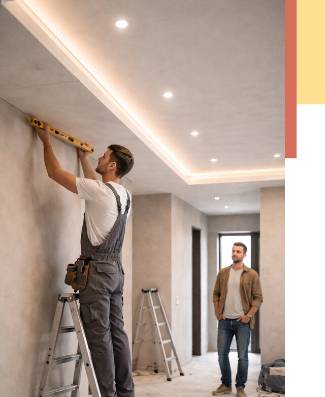 Потолок из гипсокартона с подсветкой в Батайске от 759 руб./м2 под ключ | ОТДЕЛОЧНИК-Бтс