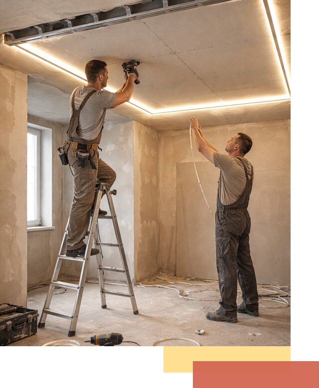 Потолок из гипсокартона с подсветкой в Батайске