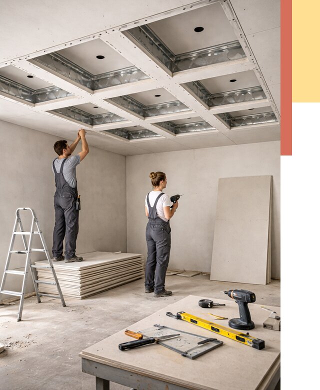 Кессонный потолок из гипсокартона в Батайске от 1872 руб. — монтаж и под ключ | ОТДЕЛОЧНИК-Бтс