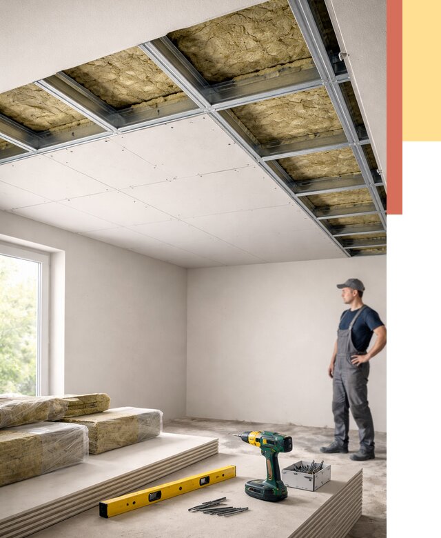 Звукоизоляция потолка ГКЛ в Батайске от 961 руб. — монтаж под ключ | ОТДЕЛОЧНИК-Бтс