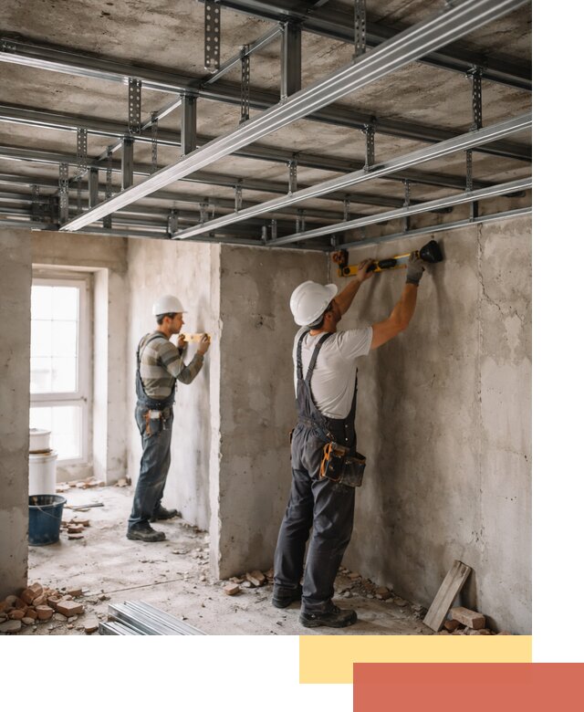 Монтаж каркаса потолка из профильного профиля в Батайске