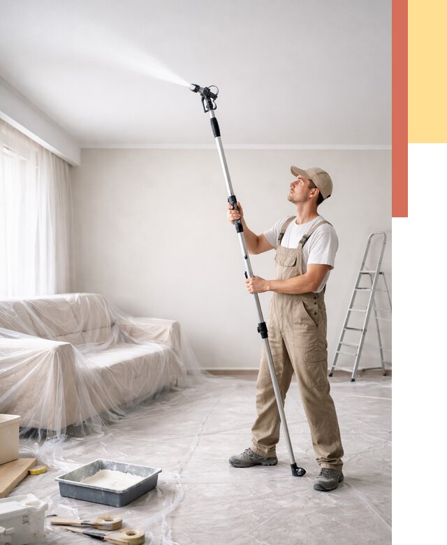 Покраска потолка краскопультом в Батайске от 4554 руб. быстро и недорого | ОТДЕЛОЧНИК-Бтс