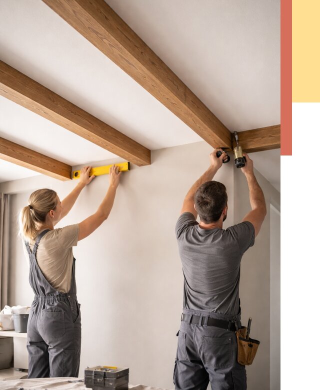 Монтаж декоративных балок на потолок в Батайске от 4251 руб. — ОТДЕЛОЧНИК-Бтс